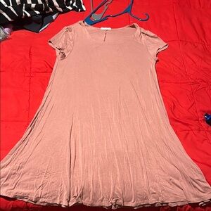 Pink Flowy Short Sleeve Dress